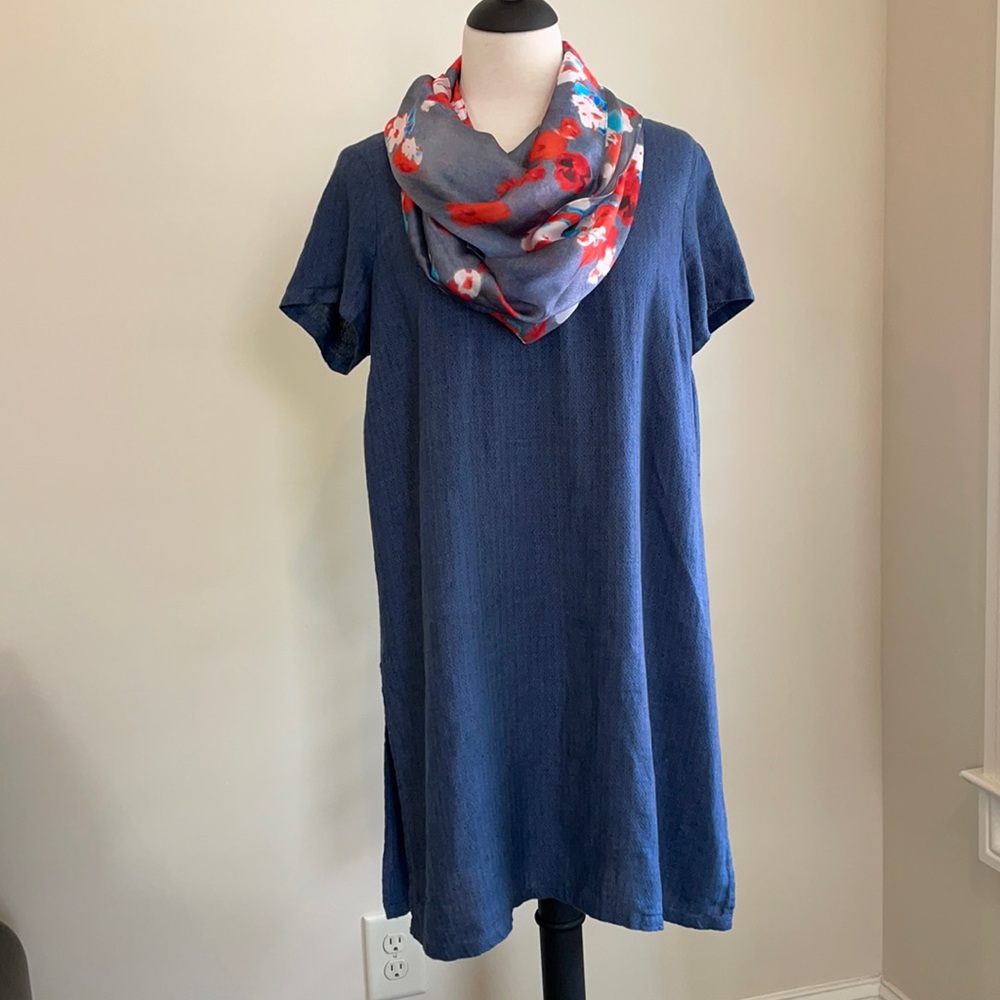 Pure Jill Linen Blue tunic Top - S